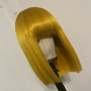 Yellow Mustard Bang Bob Wig (glue unit)
